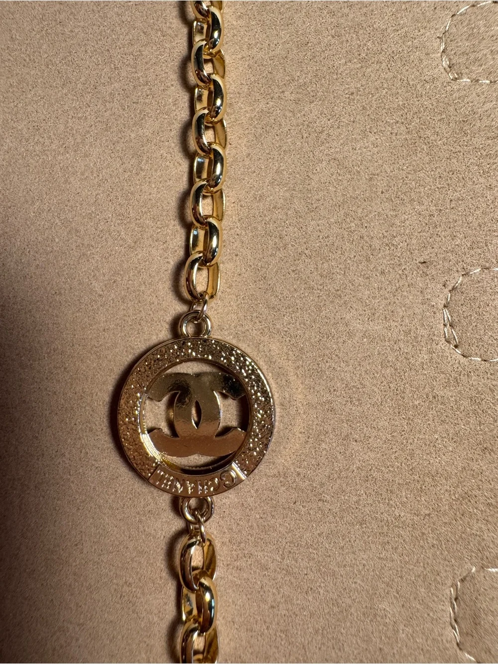 Chanel Pearl CC Gold Crystal Logo Chain Bracelet
